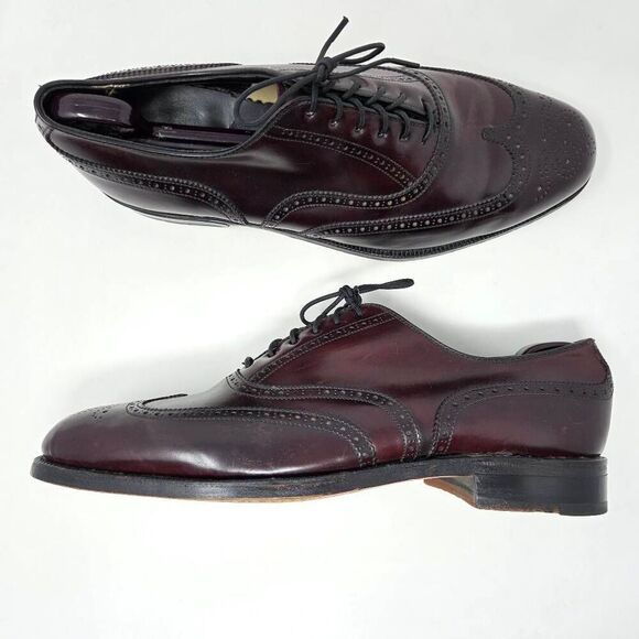 FOOTJOY SHELL CORDOVAN WINGTIP BROGUE MEDALLION TOE MENS SIZE 10 D VINTAGE - Picture 1 of 10